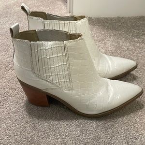 White crocodile western ankle boots